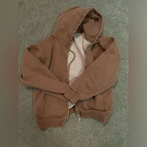 Brandy Melville Cropped Zip Up Hoodie